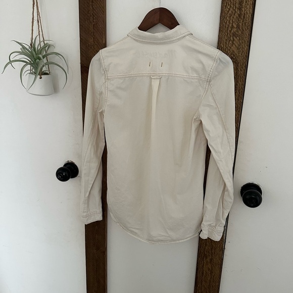 Madewell Denim Shirt Women’s Size XS Long Sleeve Popover Shirt Off-White Western - Picture 15 of 16